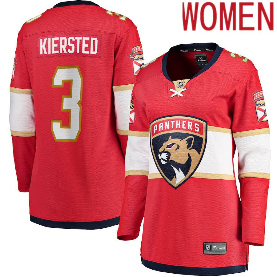 Women Florida Panthers #3 Matt Kiersted Fanatics Branded Red Home Team Breakaway Player NHL Jersey
